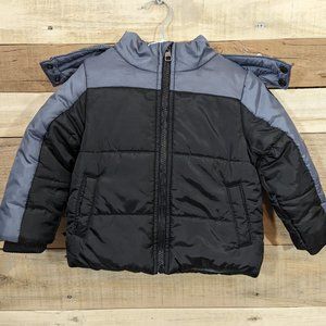Calvin Klein Jeans Kids Puffer Jacket With Hood 2T Black / Gray